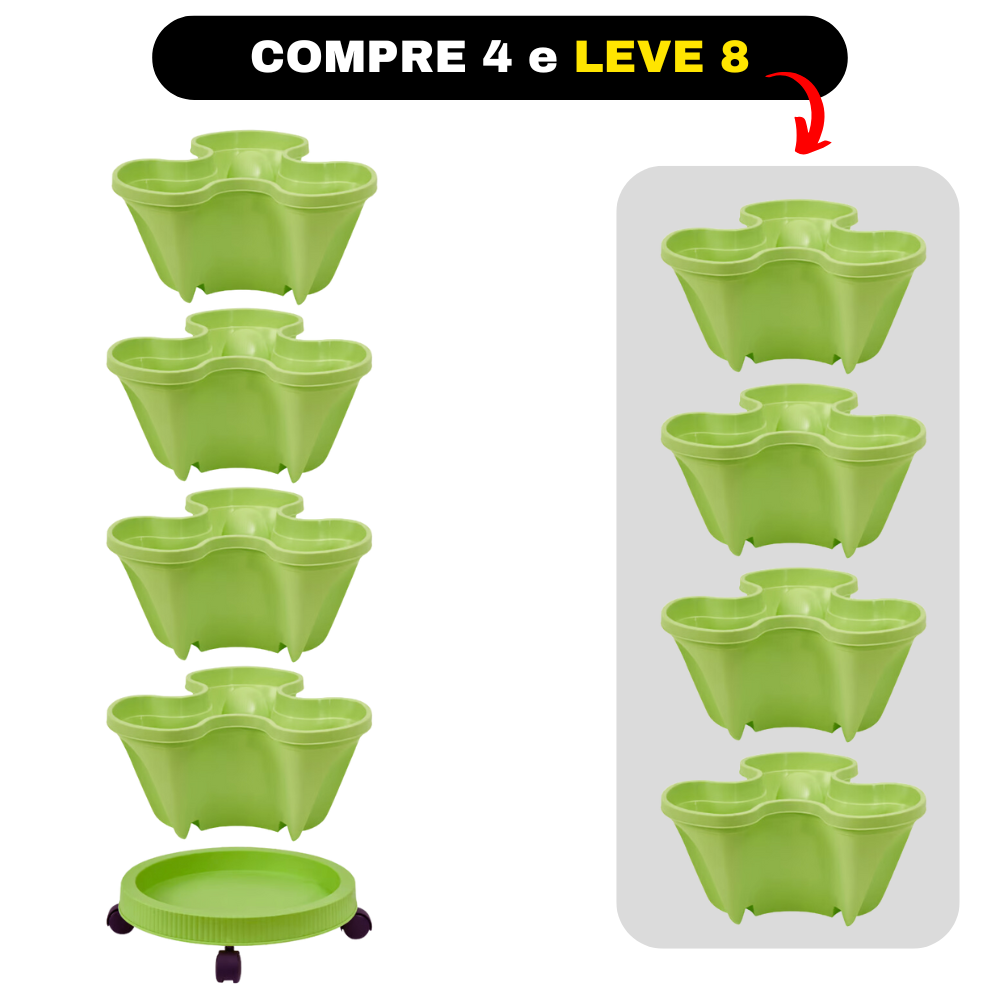 Kit com 8 Vasos Empilháveis para Jardim + Brindes - Jardimax