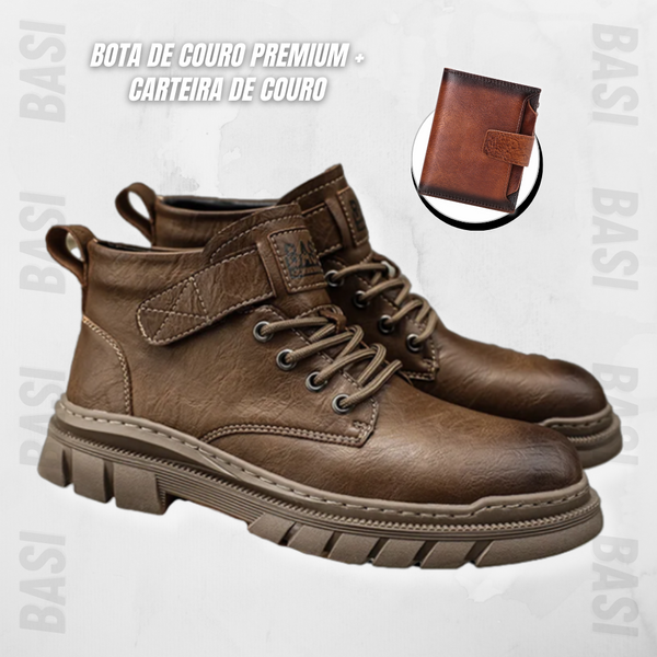 Bota de Couro Premium Masculina + Carteira de Couro - Comux