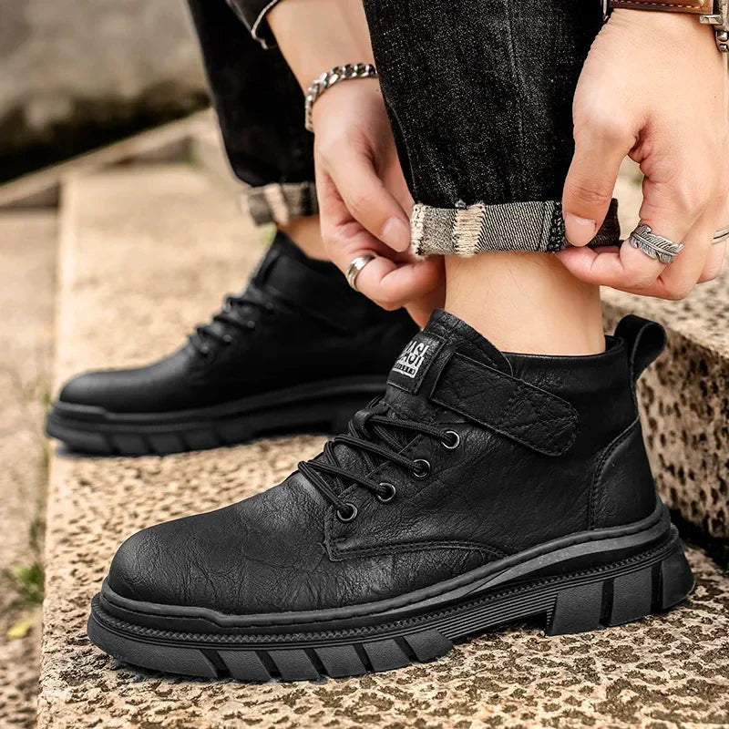 Bota de Couro Premium Masculina + Carteira de Couro - Comux