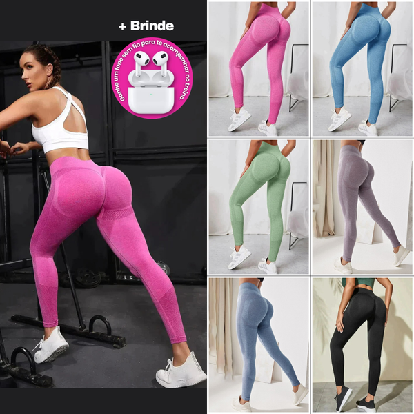 Kit 6 Calças Legging Empina Bumbum + Fone de Brinde